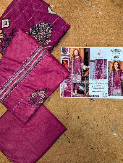 Alhamra Summer Lawn – Unstitched 3‑Piece Suit (Alhamra Edition)