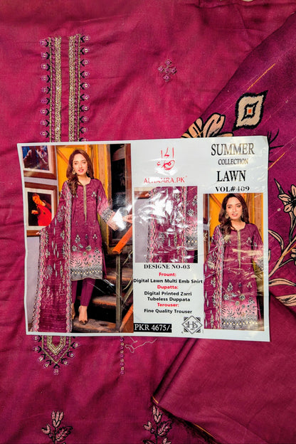 Alhamra Summer Lawn – Unstitched 3‑Piece Suit (Alhamra Edition)